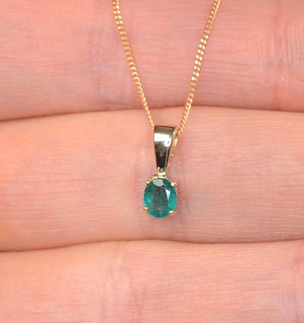 Emerald 0.33CT 9K Yellow Gold Pendant Necklace